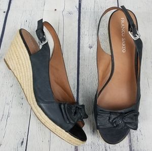 Franco Sarto Black Espadrille Wedge Slingback Sandals
